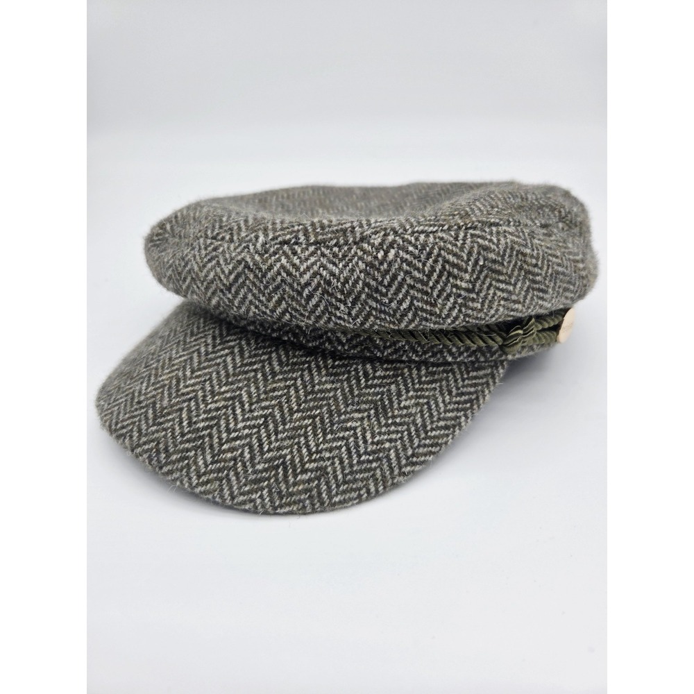 Trina Turk Womens Taylor Cap Tan Tweed‎ Hat OS Woven Twill Herringbone
